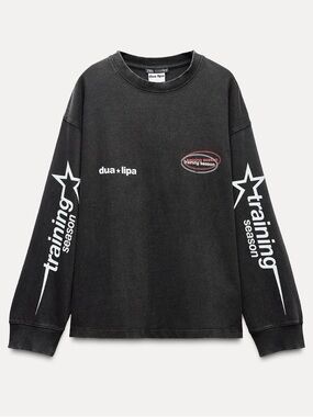 Zara Black 'Dua Lipa' Training Season Long Sleeve Tee